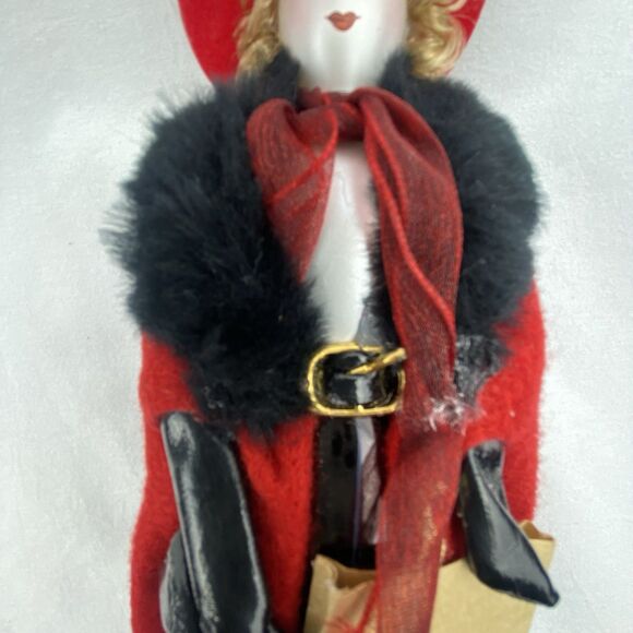 Bloomingdales Woman Fancy Shopper Big Brown Bag Glass Christmas Ornament 8" - Picture 4 of 9